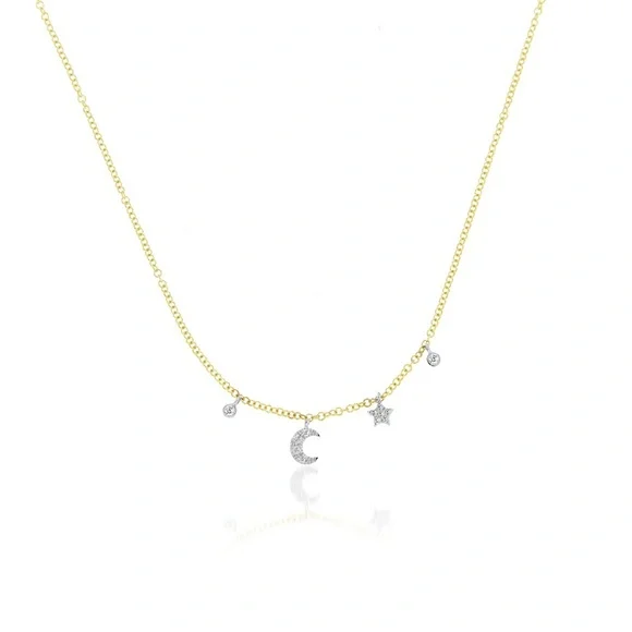 Meira T Mini Moon and Star Bezel Necklace - Picture 1 of 8